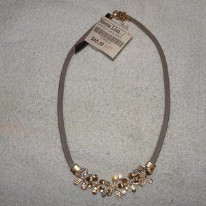 Mona Lisa Leather Gold Crystal Necklace